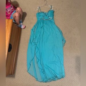 Elegant Teal Evening Gown with Embellishments